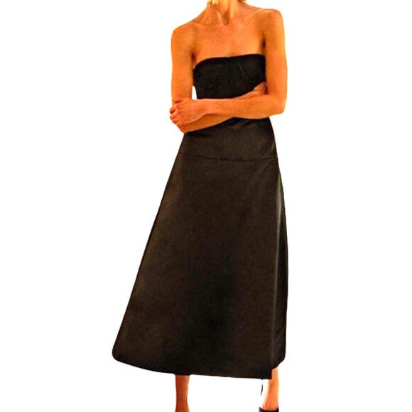 NWT ZARA STUDIO Satin Lace Bustier Corset Dress in Black SZ M - Picture 4 of 12